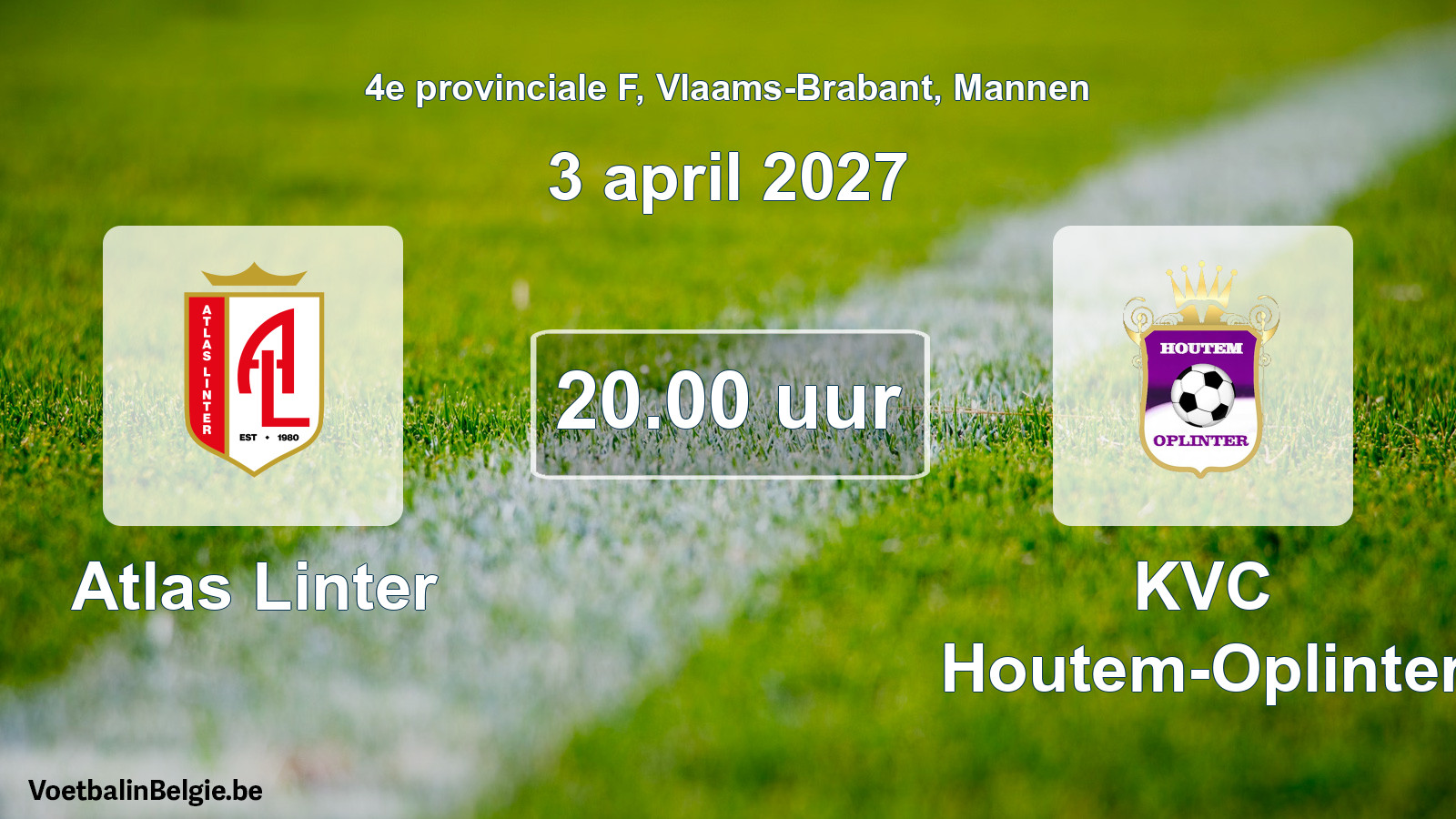 Geplande wedstrijd mannenvoetbal: Atlas Linter - KVC Houtem-Oplinter (3 april 2027)