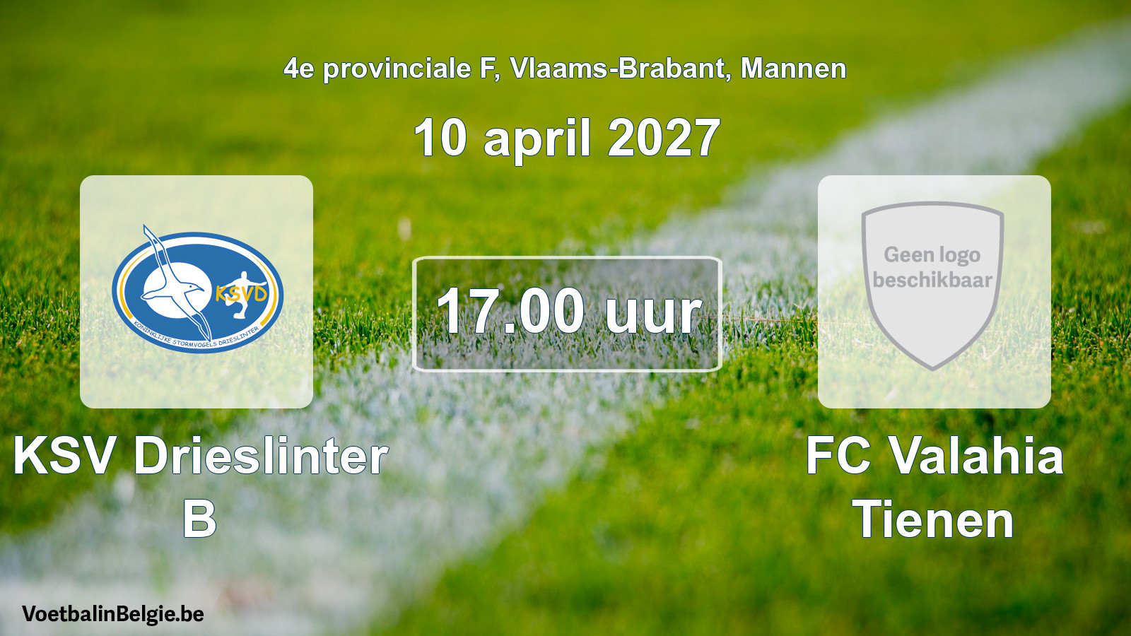 Geplande wedstrijd mannenvoetbal: KSV Drieslinter B - FC Valahia Tienen (10 april 2027)