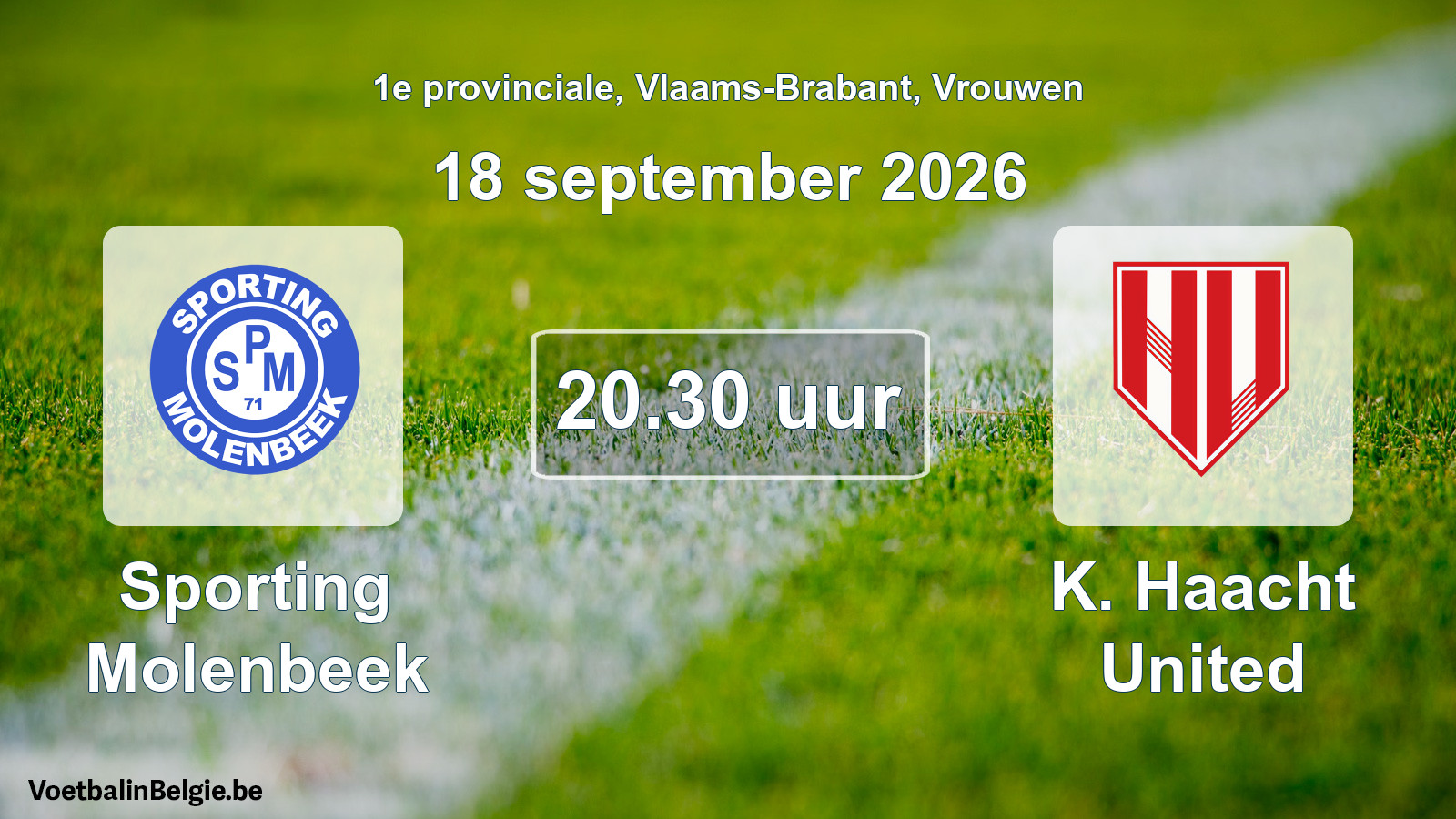 Geplande wedstrijd vrouwenvoetbal: Sporting Molenbeek - K. Haacht United (18 september 2026)