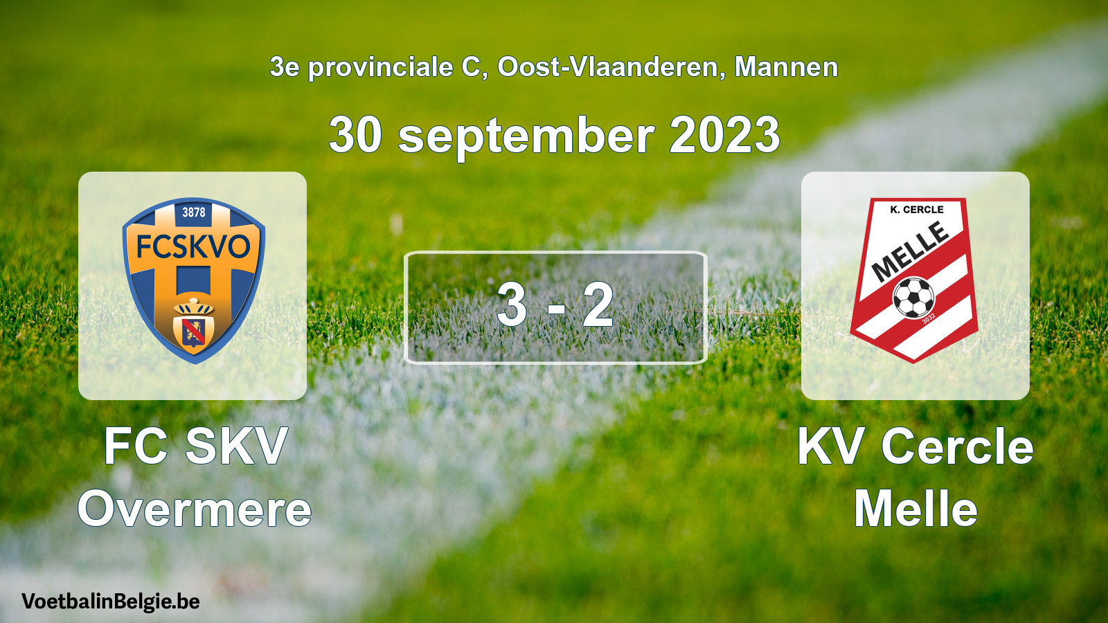 Gespeelde wedstrijd mannenvoetbal: FC SKV Overmere - KV Cercle Melle 3 - 2 (30 september 2023)