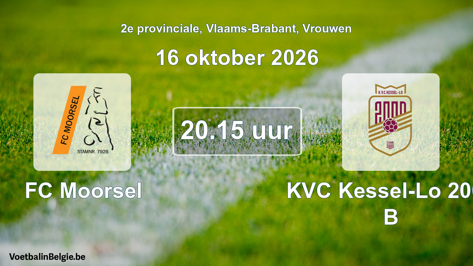 Geplande wedstrijd vrouwenvoetbal: FC Moorsel - KVC Kessel-Lo 2000 B (16 oktober 2026)