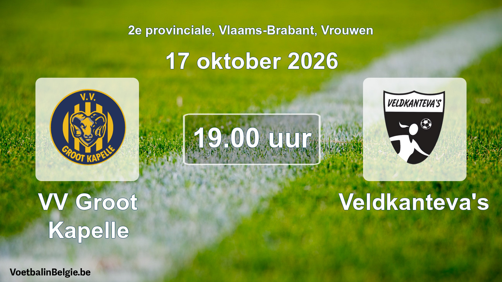 Geplande wedstrijd vrouwenvoetbal: VV Groot Kapelle - Veldkanteva's (17 oktober 2026)