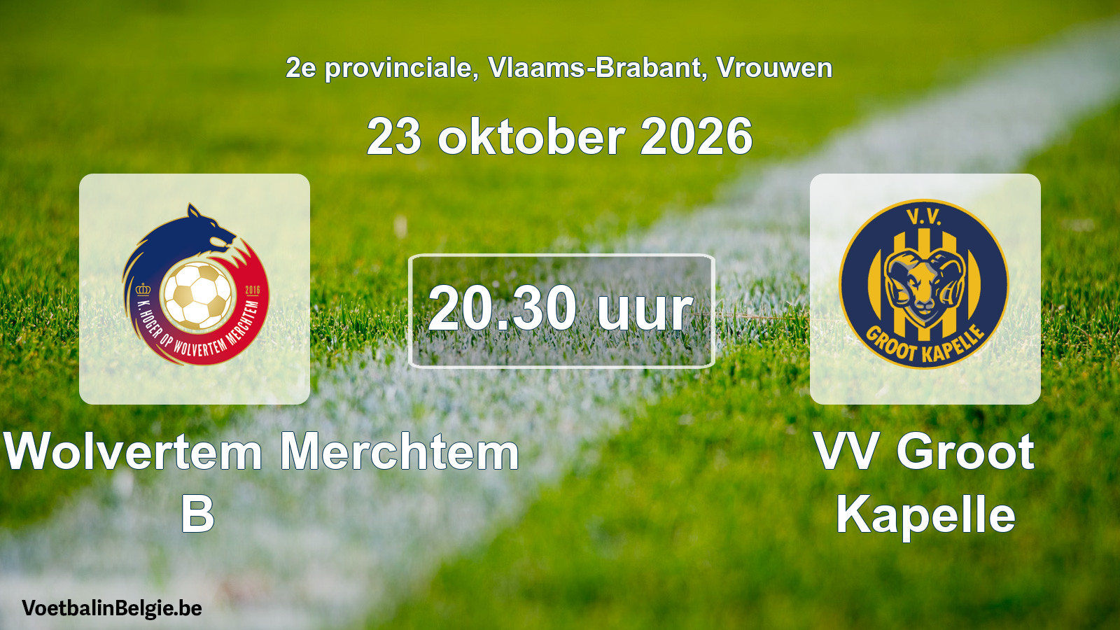 Geplande wedstrijd vrouwenvoetbal: KHO Wolvertem Merchtem B - VV Groot Kapelle (23 oktober 2026)