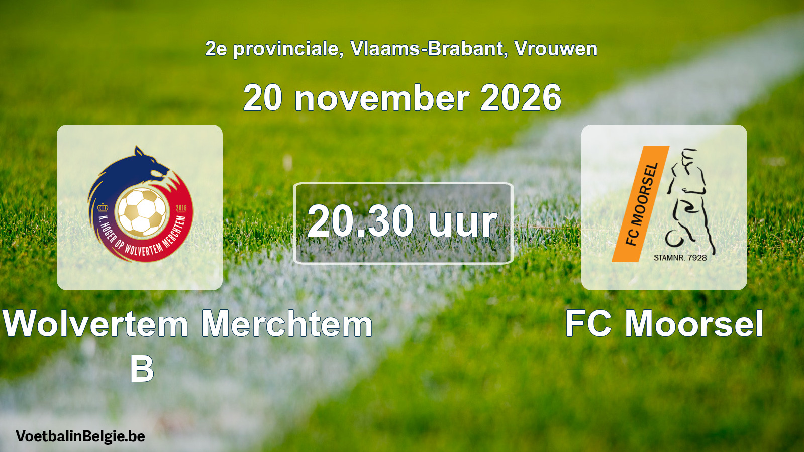 Geplande wedstrijd vrouwenvoetbal: KHO Wolvertem Merchtem B - FC Moorsel (20 november 2026)