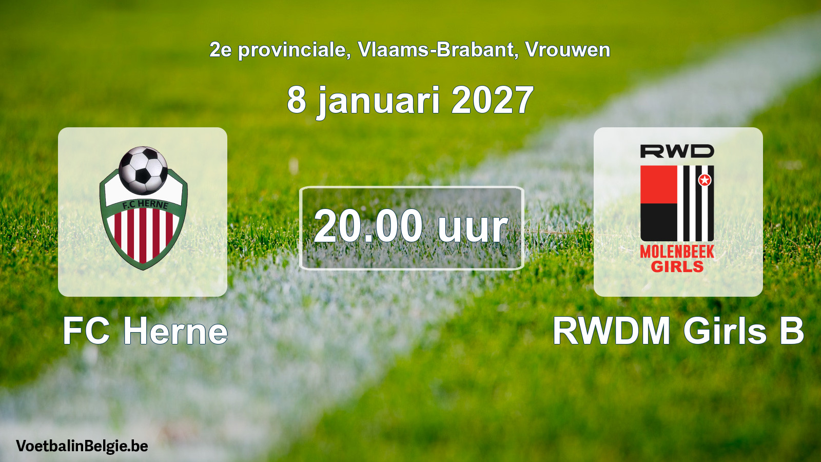 Geplande wedstrijd vrouwenvoetbal: FC Herne - RWDM Girls B (8 januari 2027)