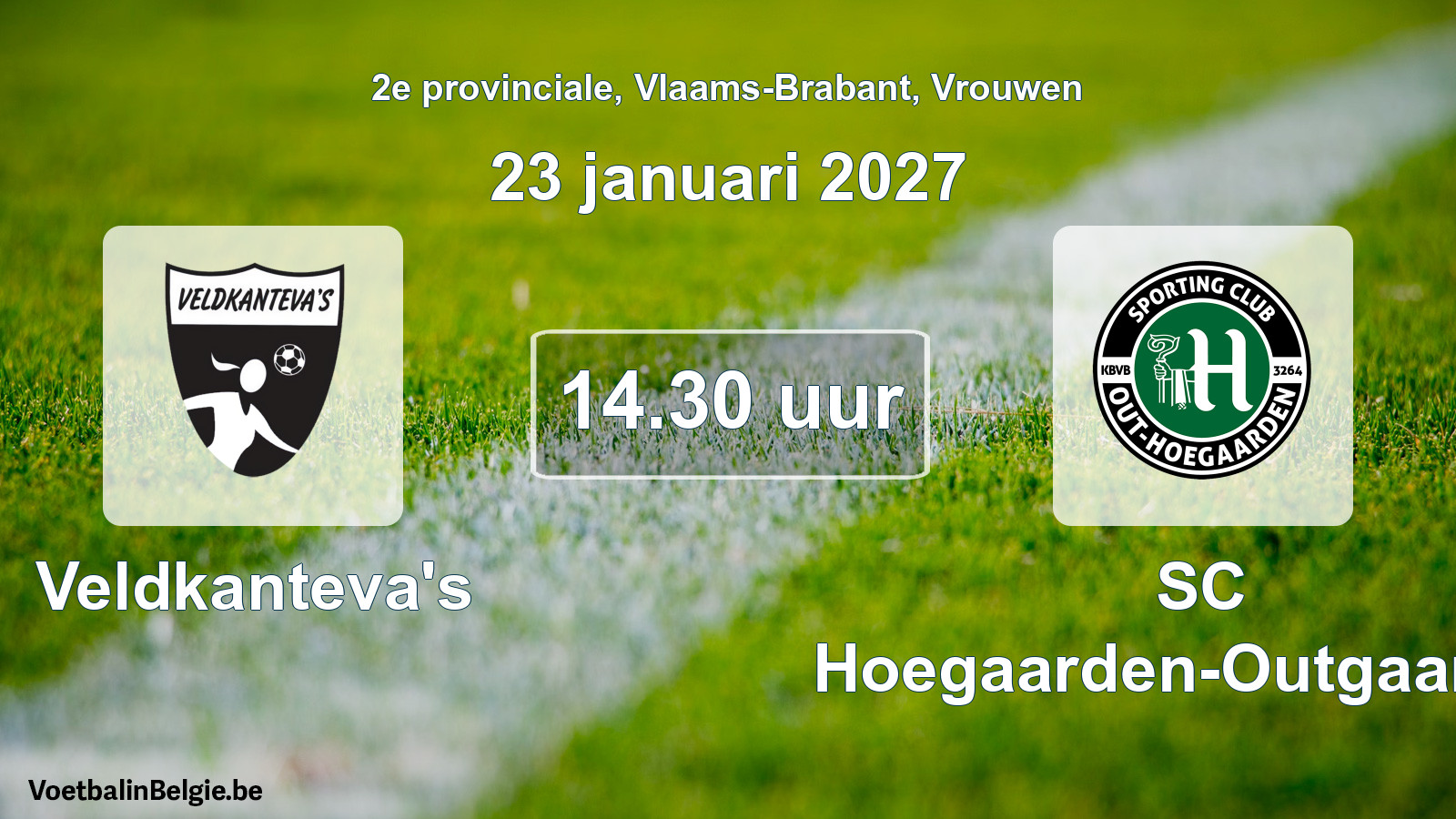 Geplande wedstrijd vrouwenvoetbal: Veldkanteva's - SC Hoegaarden-Outgaarden (23 januari 2027)