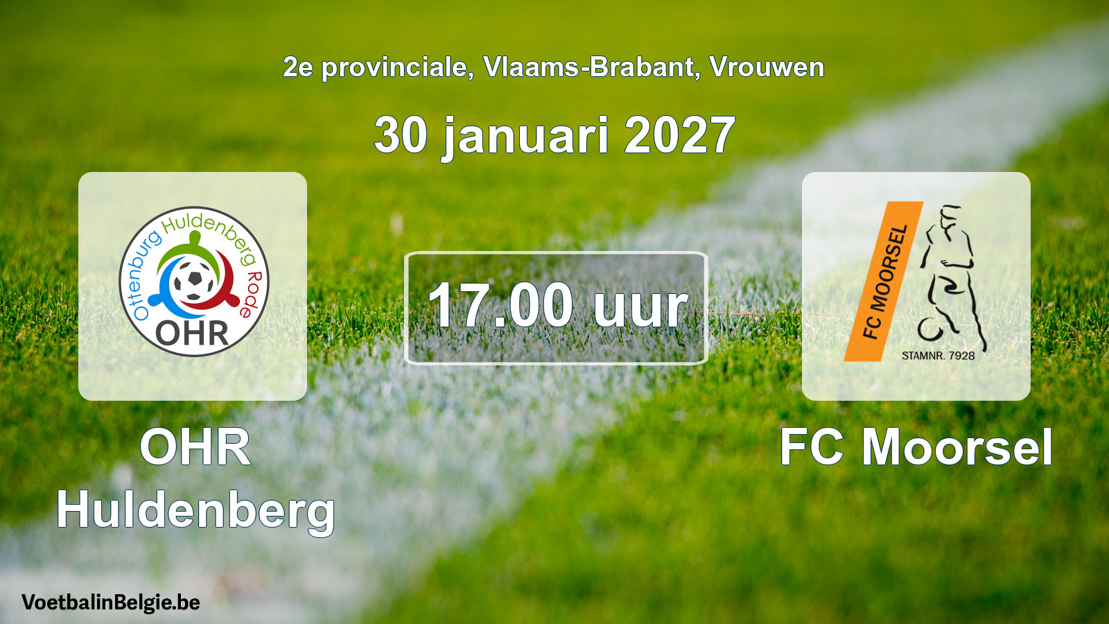 Geplande wedstrijd vrouwenvoetbal: OHR Huldenberg - FC Moorsel (30 januari 2027)