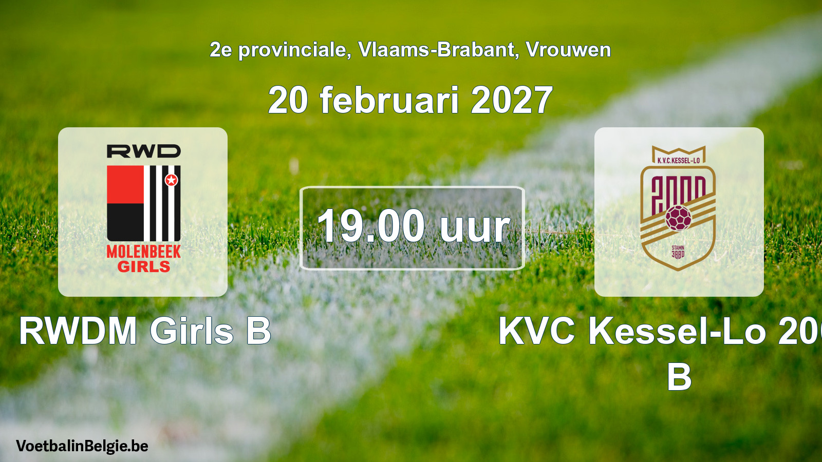 Geplande wedstrijd vrouwenvoetbal: RWDM Girls B - KVC Kessel-Lo 2000 B (20 februari 2027)