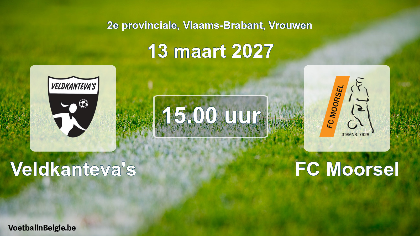 Geplande wedstrijd vrouwenvoetbal: Veldkanteva's - FC Moorsel (13 maart 2027)