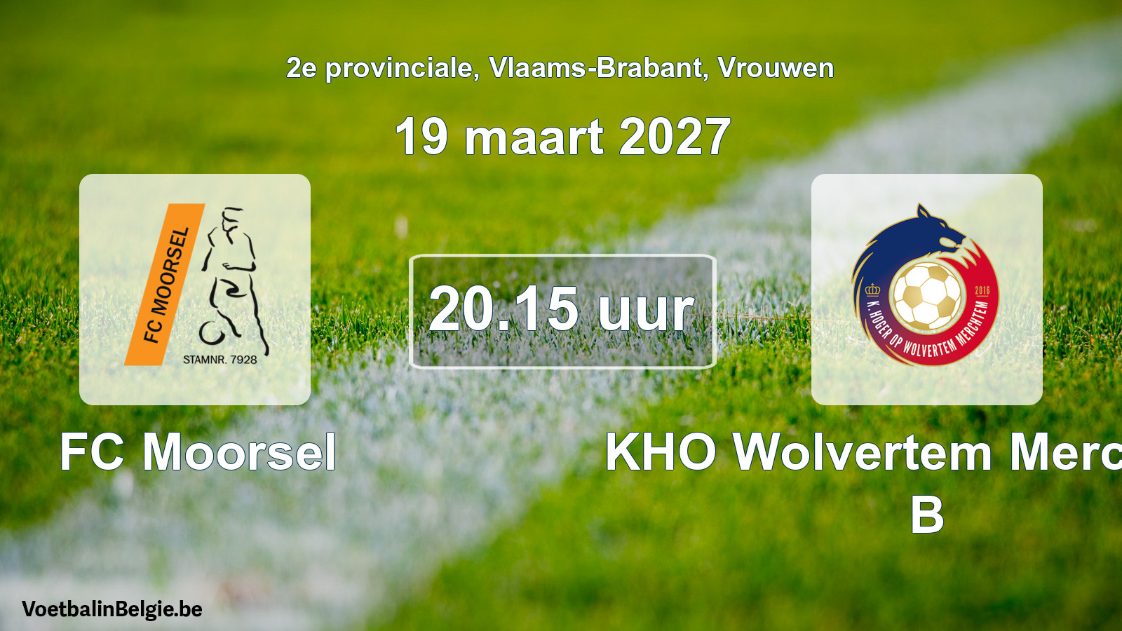 Geplande wedstrijd vrouwenvoetbal: FC Moorsel - KHO Wolvertem Merchtem B (19 maart 2027)