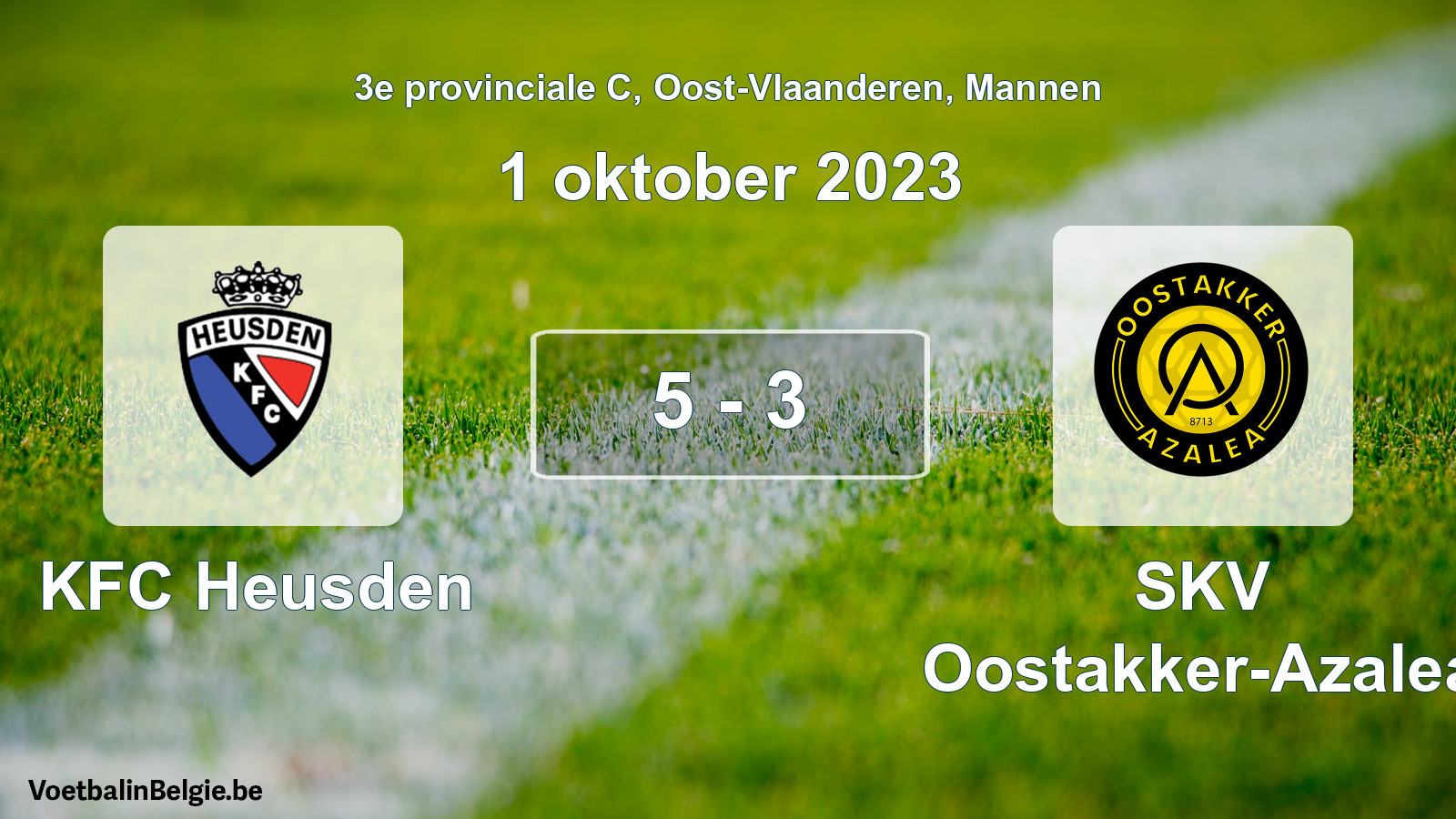 Gespeelde wedstrijd mannenvoetbal: KFC Heusden - SKV Oostakker-Azalea 5 - 3 (1 oktober 2023)