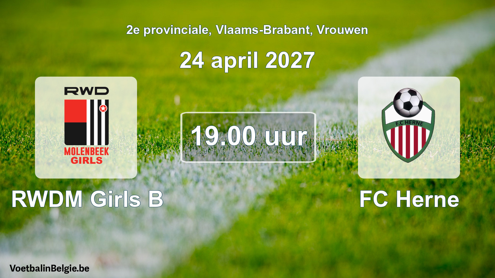 Geplande wedstrijd vrouwenvoetbal: RWDM Girls B - FC Herne (24 april 2027)