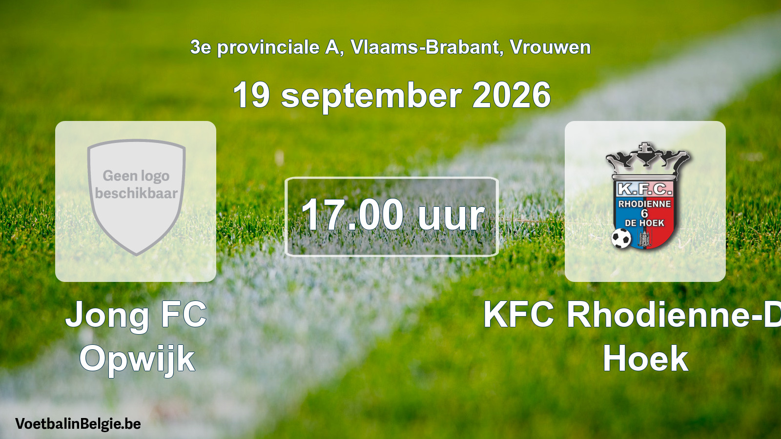 Geplande wedstrijd vrouwenvoetbal: Jong FC Opwijk - KFC Rhodienne-De Hoek (19 september 2026)