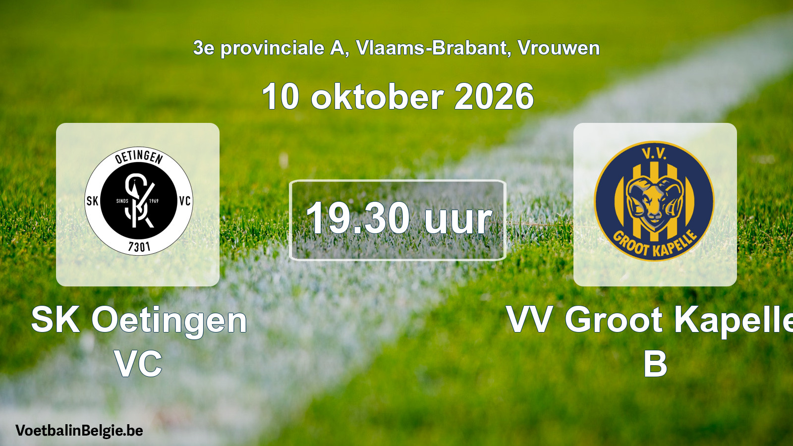 Geplande wedstrijd vrouwenvoetbal: SK Oetingen VC - VV Groot Kapelle B (10 oktober 2026)