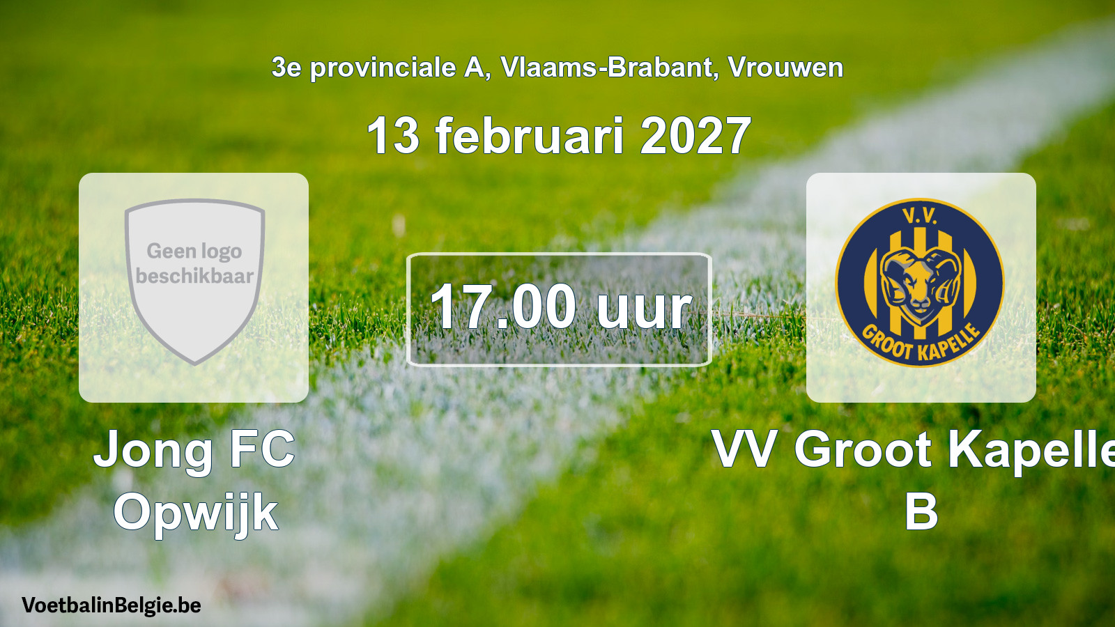 Geplande wedstrijd vrouwenvoetbal: Jong FC Opwijk - VV Groot Kapelle B (13 februari 2027)