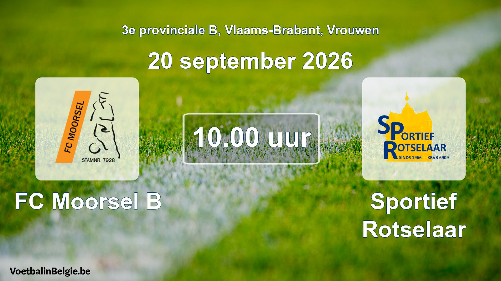 Geplande wedstrijd vrouwenvoetbal: FC Moorsel B - Sportief Rotselaar (20 september 2026)