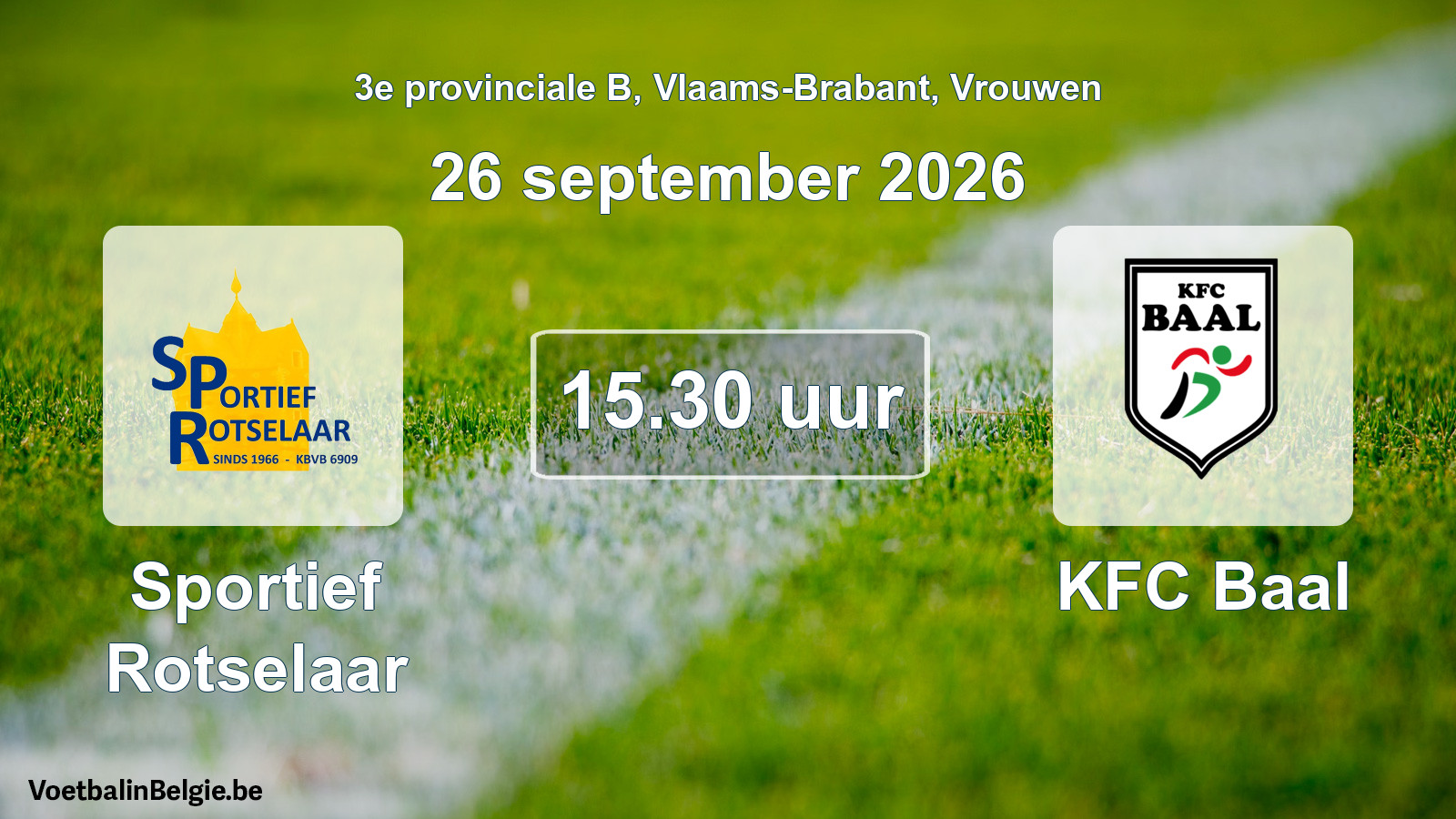 Geplande wedstrijd vrouwenvoetbal: Sportief Rotselaar - KFC Baal (26 september 2026)