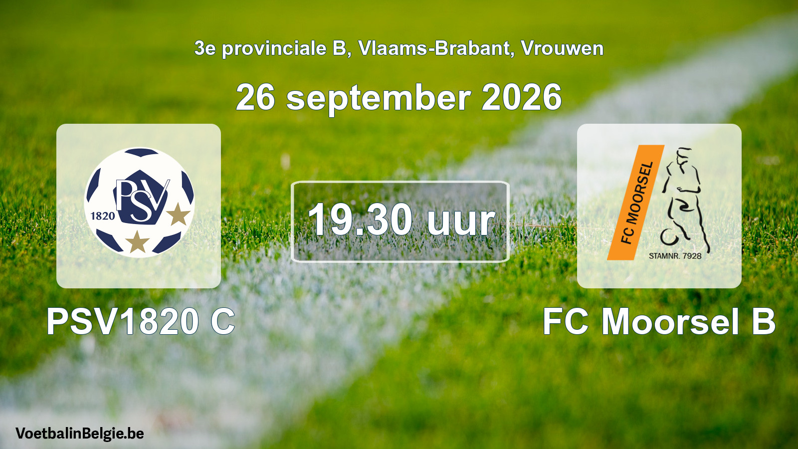 Geplande wedstrijd vrouwenvoetbal: PSV1820 C - FC Moorsel B (26 september 2026)