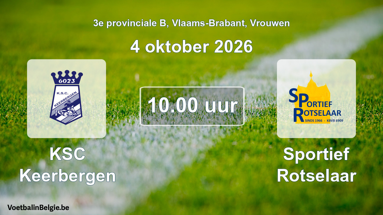 Geplande wedstrijd vrouwenvoetbal: KSC Keerbergen - Sportief Rotselaar (4 oktober 2026)