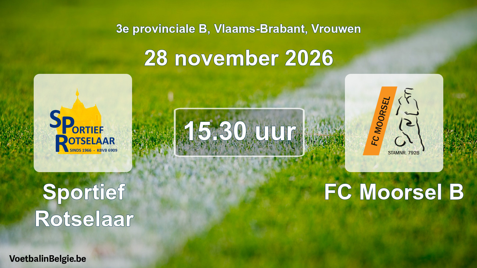Geplande wedstrijd vrouwenvoetbal: Sportief Rotselaar - FC Moorsel B (28 november 2026)