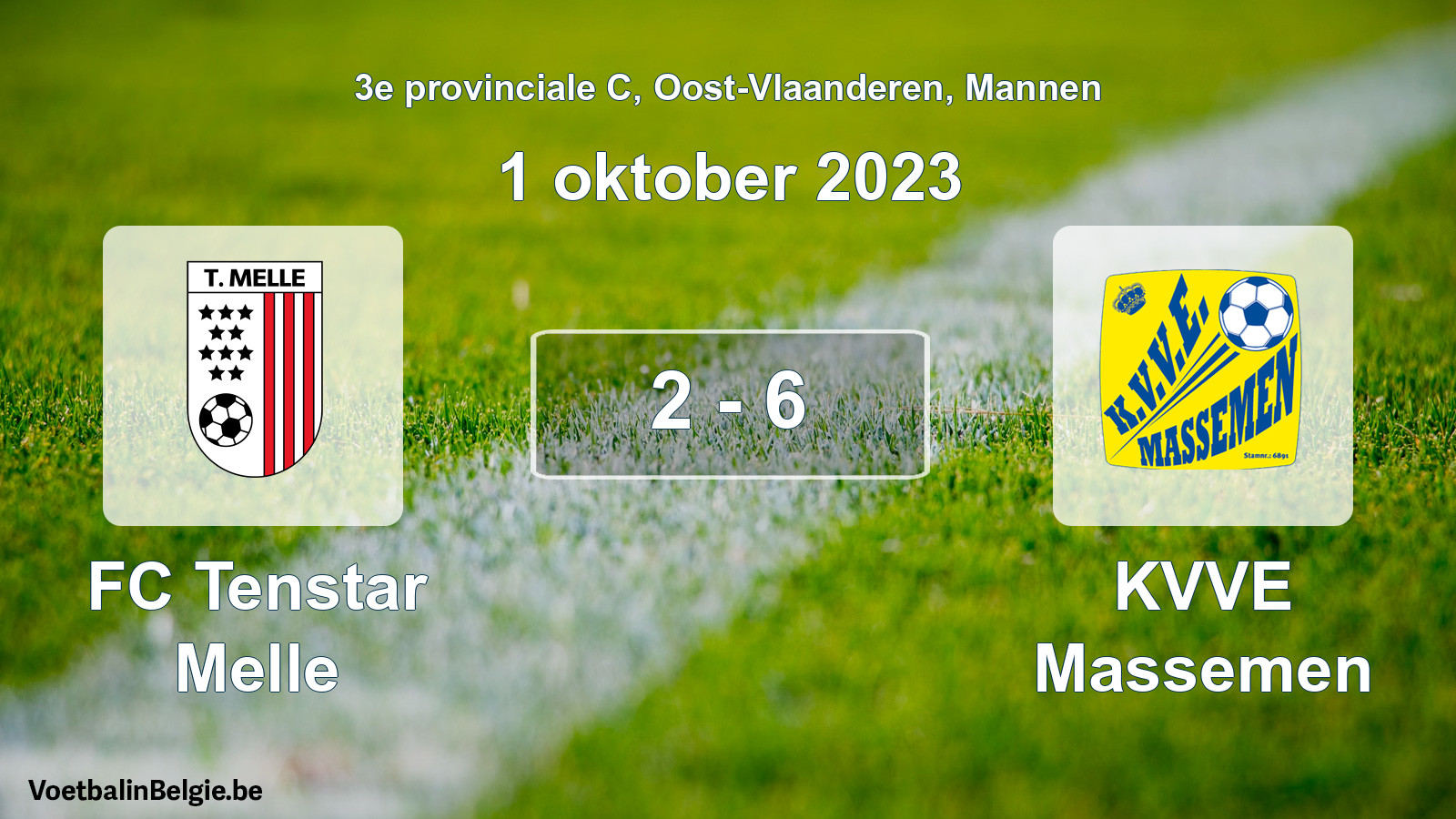 Gespeelde wedstrijd mannenvoetbal: FC Tenstar Melle - KVVE Massemen 2 - 6 (1 oktober 2023)