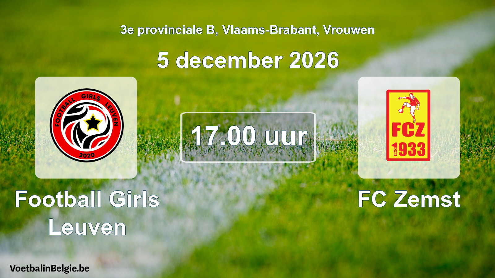 Geplande wedstrijd vrouwenvoetbal: Football Girls Leuven - FC Zemst (5 december 2026)