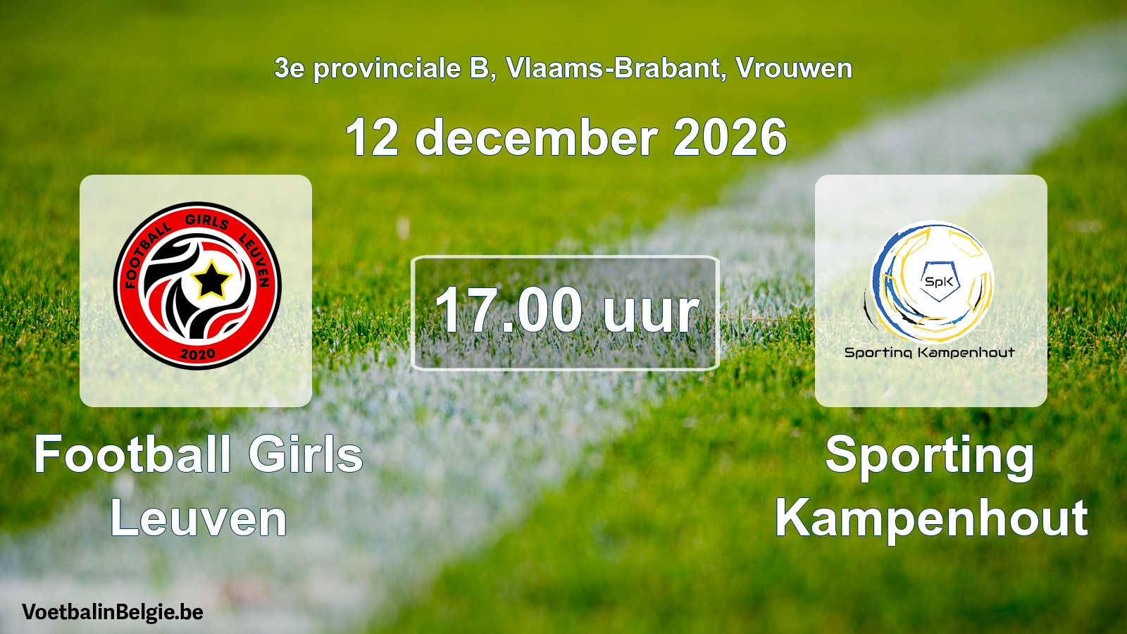 Geplande wedstrijd vrouwenvoetbal: Football Girls Leuven - Sporting Kampenhout (12 december 2026)