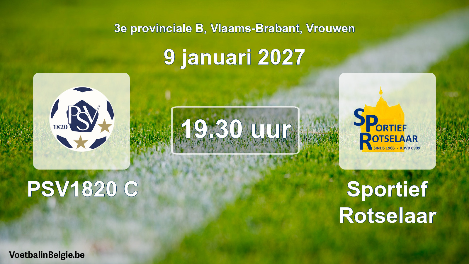 Geplande wedstrijd vrouwenvoetbal: PSV1820 C - Sportief Rotselaar (9 januari 2027)