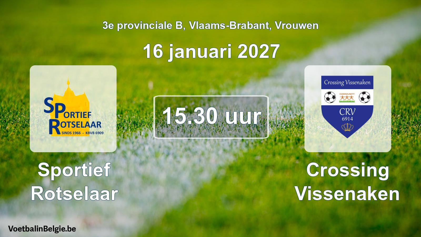 Geplande wedstrijd vrouwenvoetbal: Sportief Rotselaar - Crossing Vissenaken (16 januari 2027)