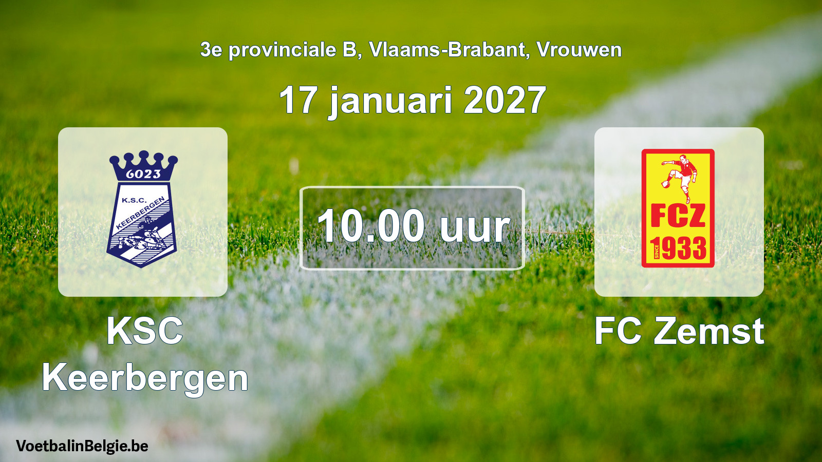 Geplande wedstrijd vrouwenvoetbal: KSC Keerbergen - FC Zemst (17 januari 2027)