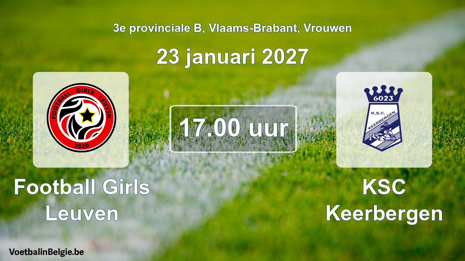 Geplande wedstrijd vrouwenvoetbal: Football Girls Leuven - KSC Keerbergen (23 januari 2027)