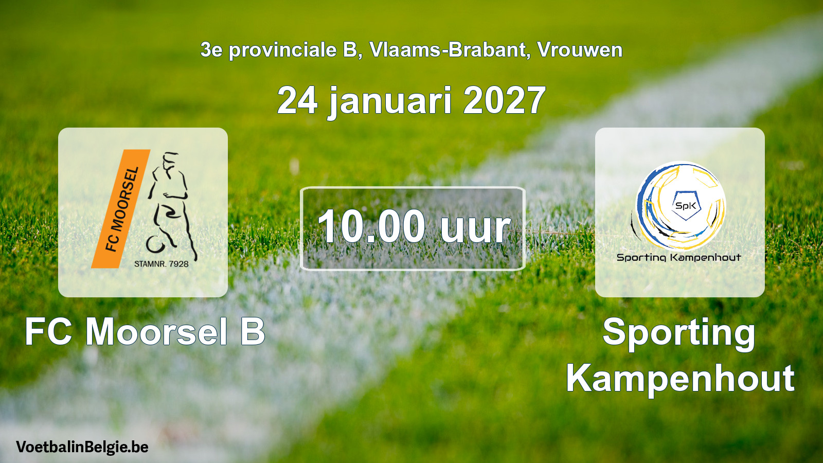 Geplande wedstrijd vrouwenvoetbal: FC Moorsel B - Sporting Kampenhout (24 januari 2027)
