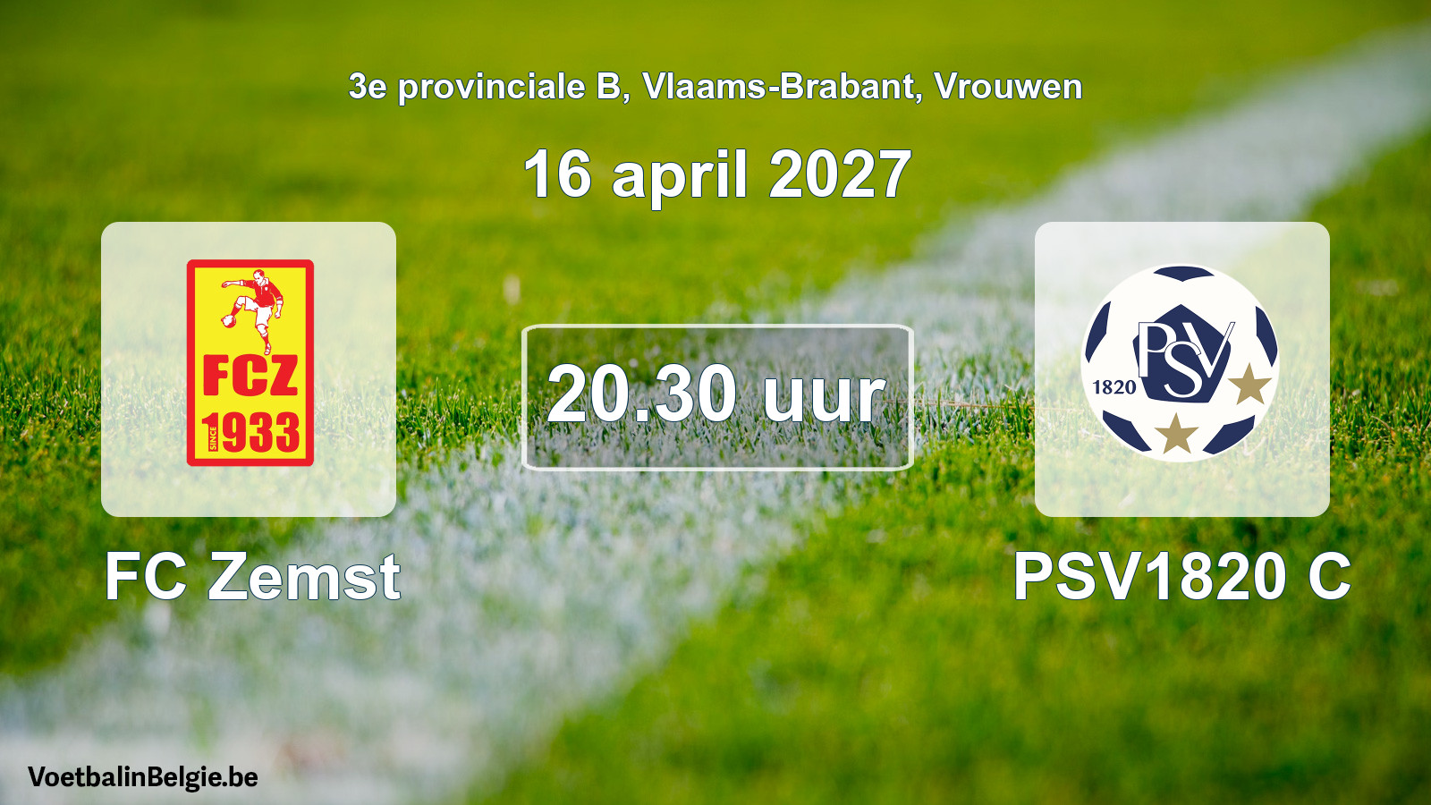 Geplande wedstrijd vrouwenvoetbal: FC Zemst - PSV1820 C (16 april 2027)