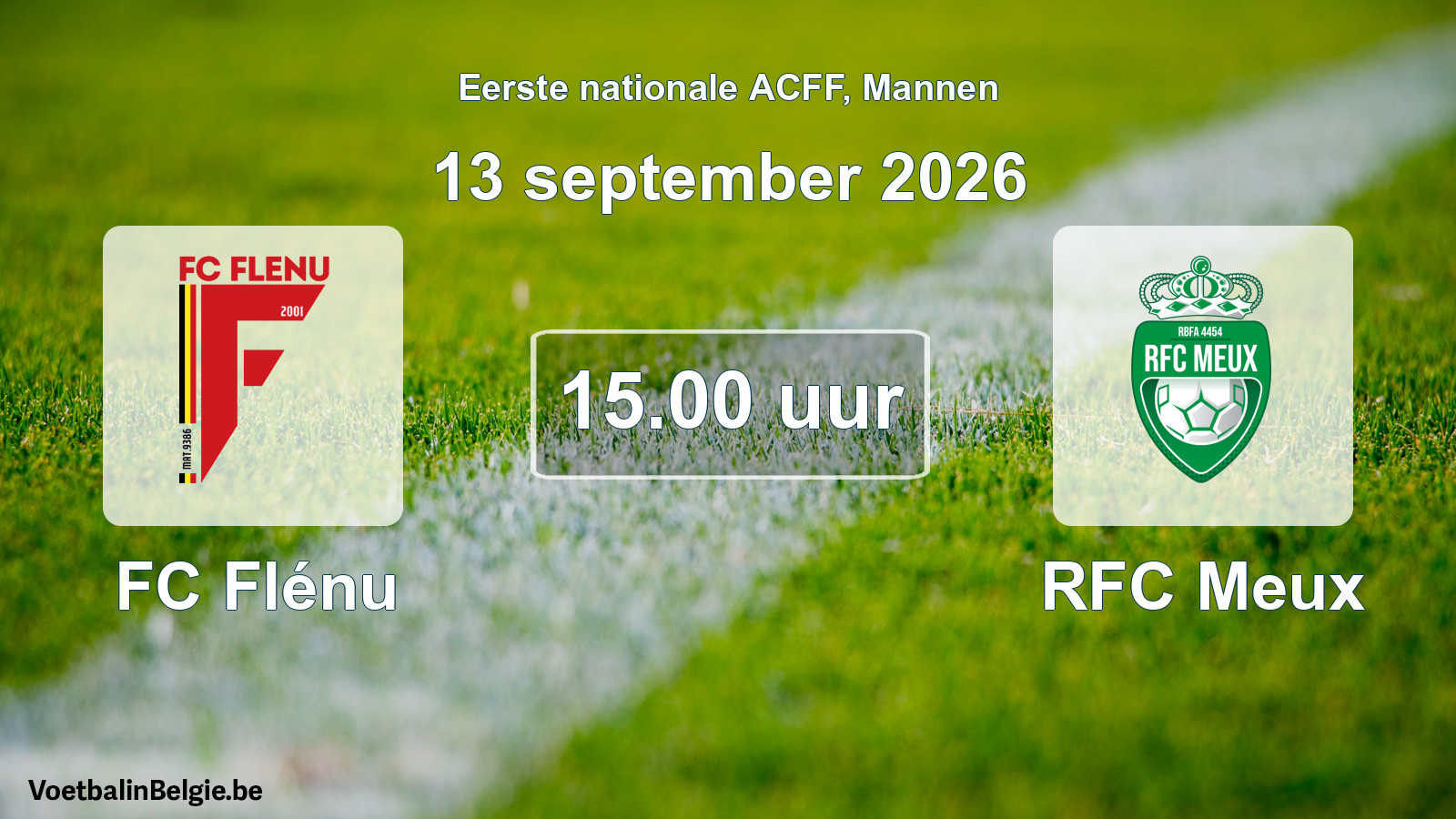 Geplande wedstrijd mannenvoetbal: FC Flénu - RFC Meux (13 september 2026)