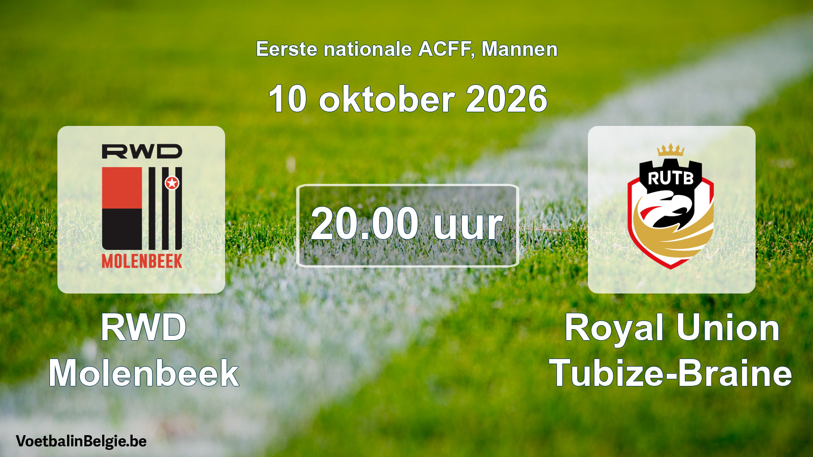 Geplande wedstrijd mannenvoetbal: RWD Molenbeek - Royal Union Tubize-Braine (10 oktober 2026)