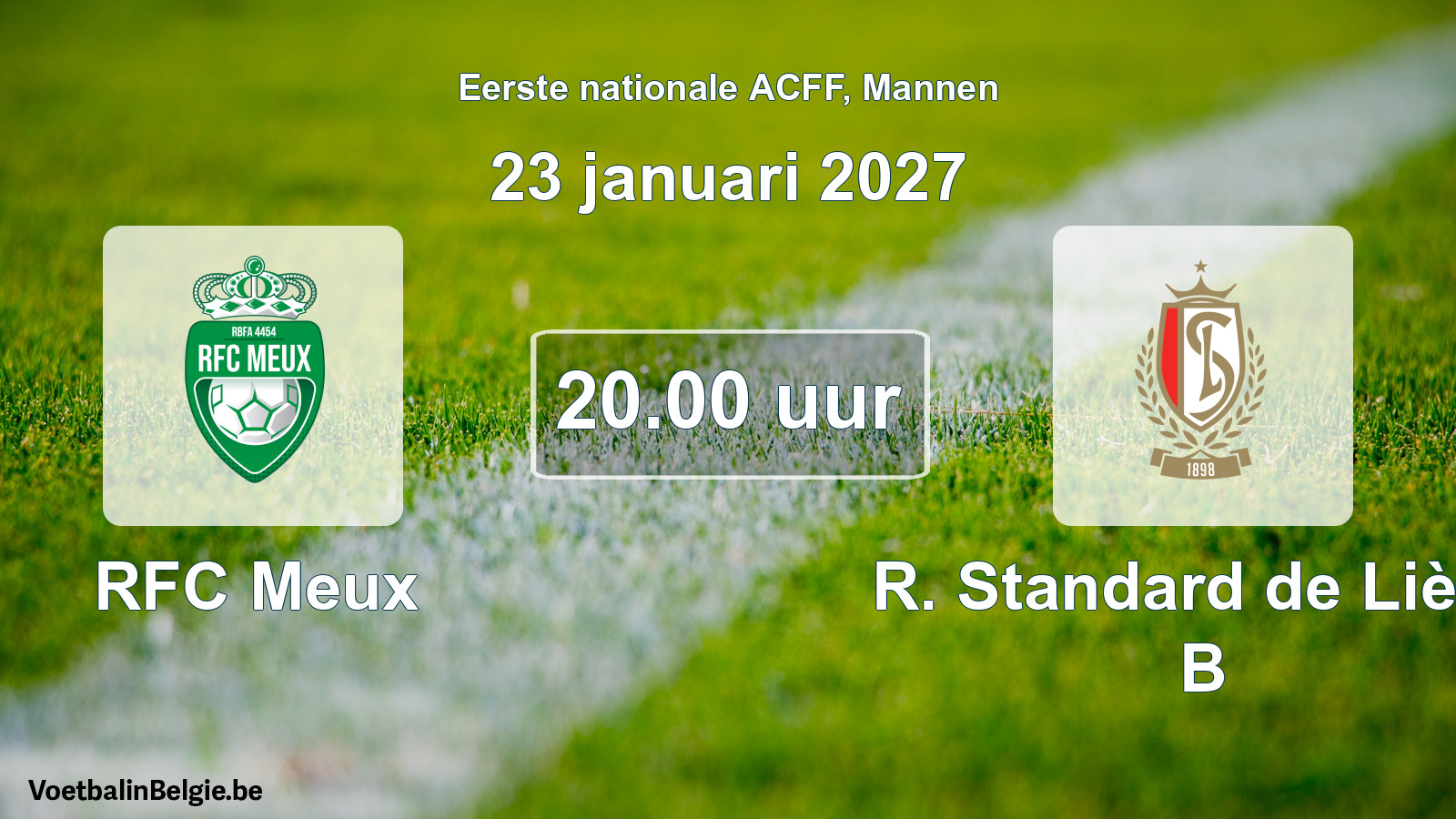 Geplande wedstrijd mannenvoetbal: RFC Meux - R. Standard de Liège B (23 januari 2027)