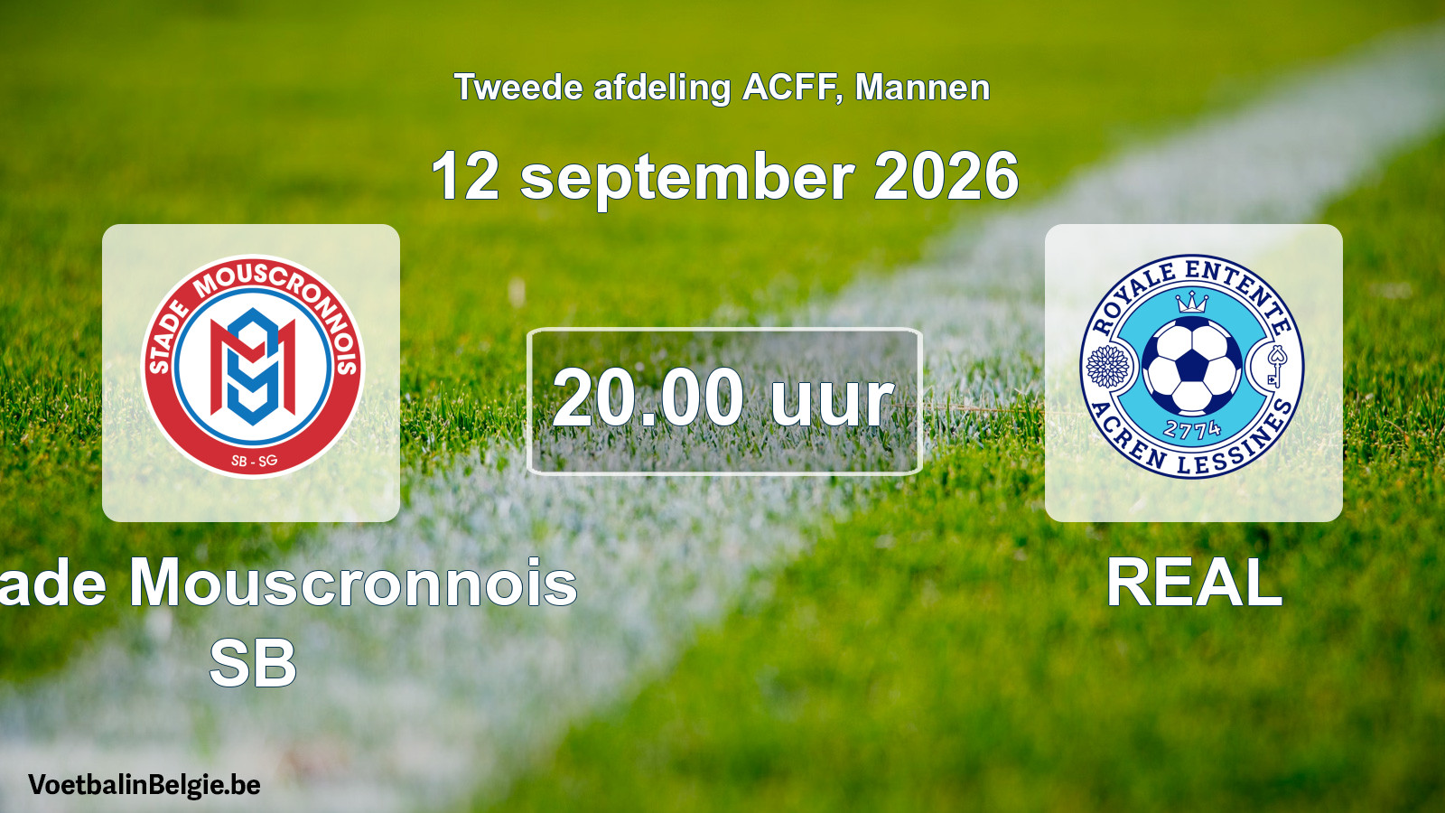 Geplande wedstrijd mannenvoetbal: Stade Mouscronnois SB - REAL (12 september 2026)