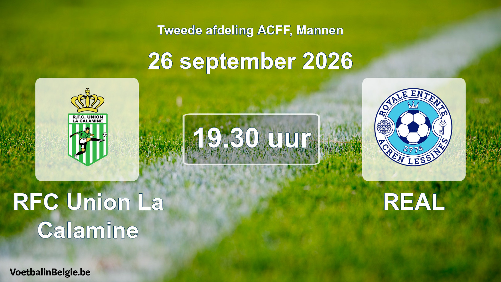Geplande wedstrijd mannenvoetbal: RFC Union La Calamine - REAL (26 september 2026)