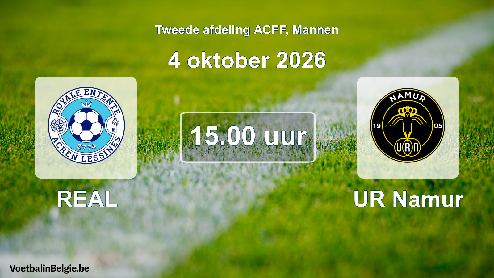 Geplande wedstrijd mannenvoetbal: REAL - UR Namur (4 oktober 2026)
