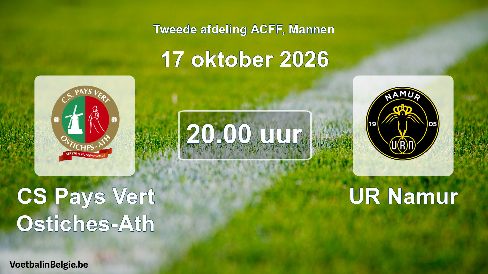 Geplande wedstrijd mannenvoetbal: CS Pays Vert Ostiches-Ath - UR Namur (17 oktober 2026)