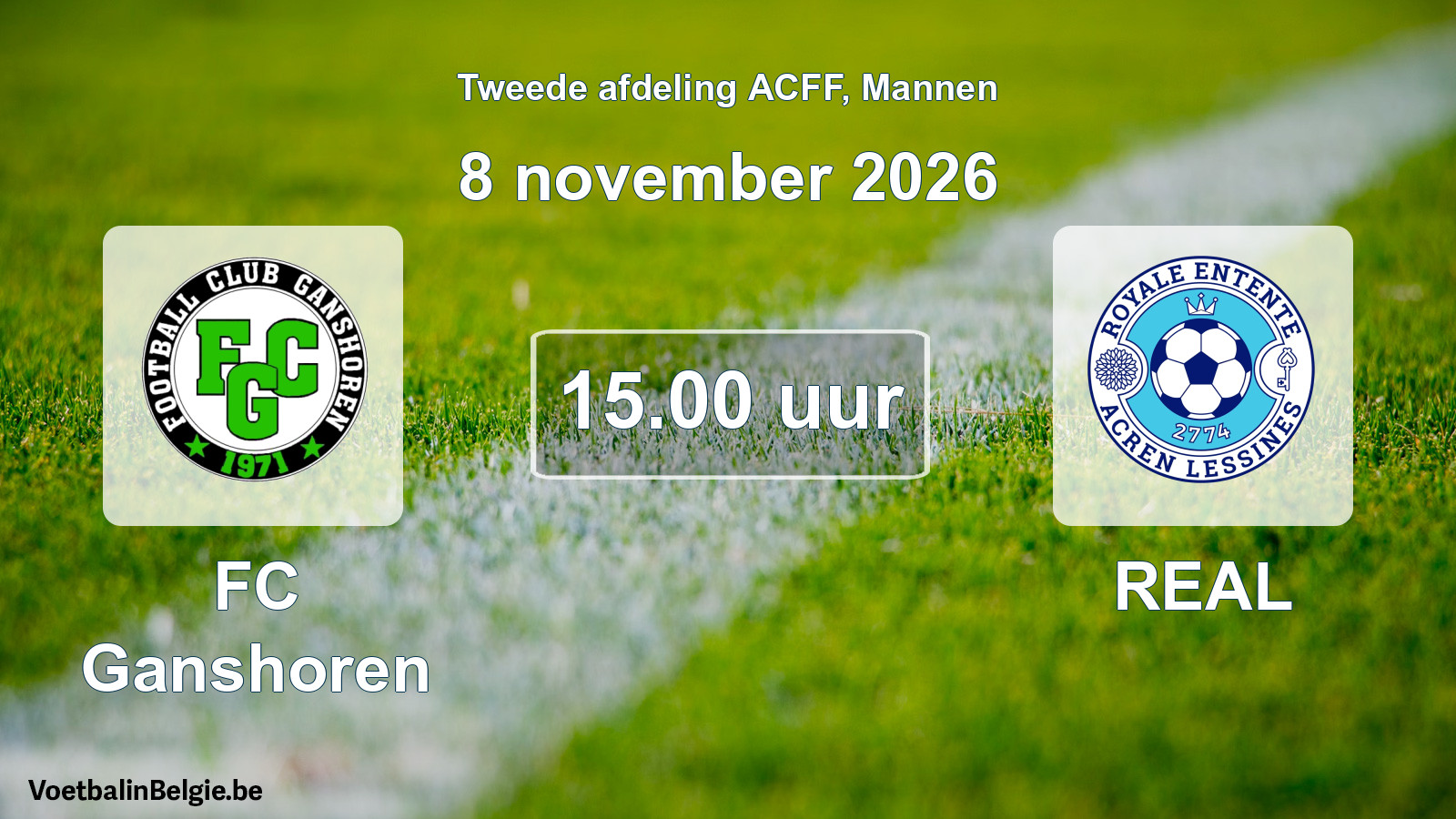 Geplande wedstrijd mannenvoetbal: FC Ganshoren - REAL (8 november 2026)