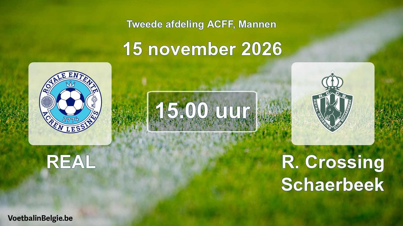 Geplande wedstrijd mannenvoetbal: REAL - R. Crossing Schaerbeek (15 november 2026)