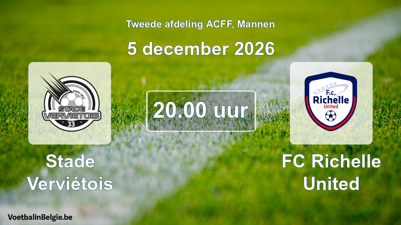 Geplande wedstrijd mannenvoetbal: Stade Verviétois - FC Richelle United (5 december 2026)