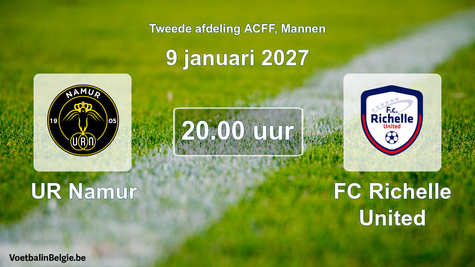 Geplande wedstrijd mannenvoetbal: UR Namur - FC Richelle United (9 januari 2027)