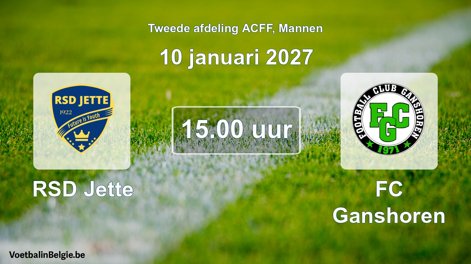 Geplande wedstrijd mannenvoetbal: RSD Jette - FC Ganshoren (10 januari 2027)