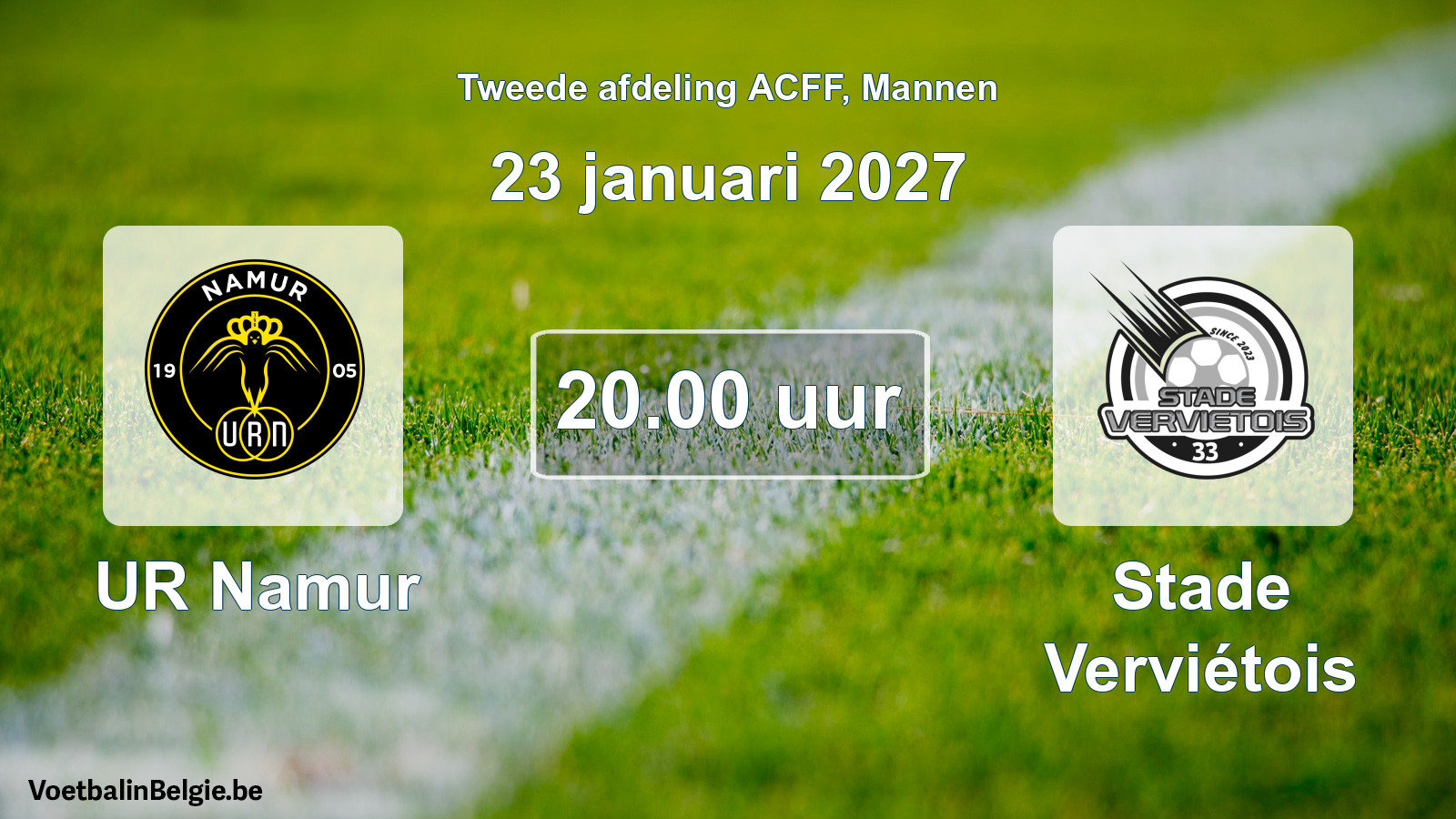 Geplande wedstrijd mannenvoetbal: UR Namur - Stade Verviétois (23 januari 2027)