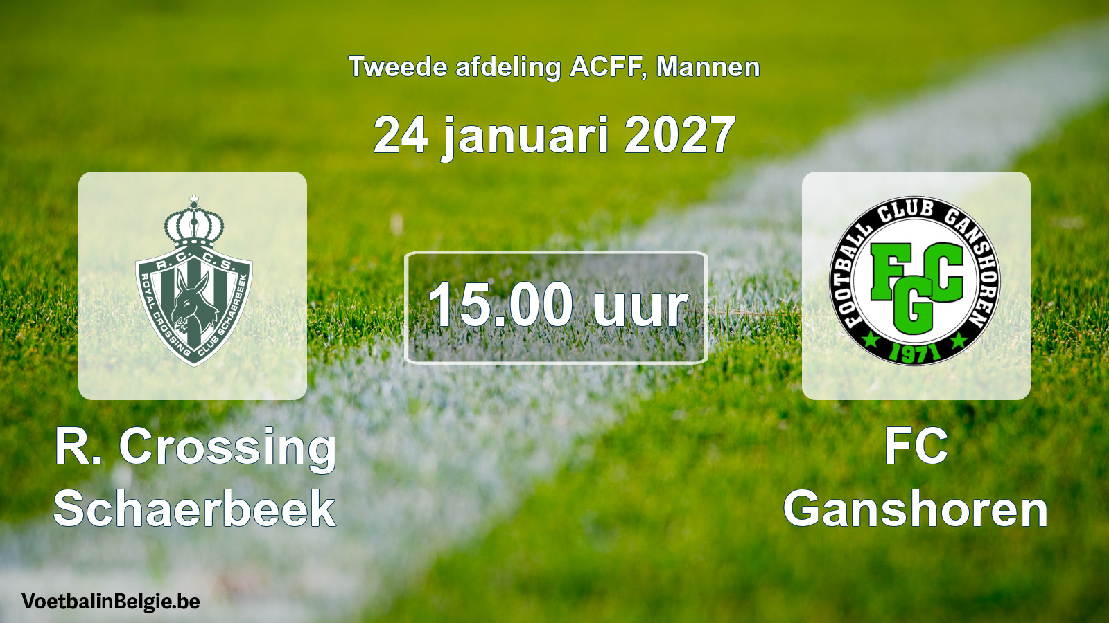 Geplande wedstrijd mannenvoetbal: R. Crossing Schaerbeek - FC Ganshoren (24 januari 2027)