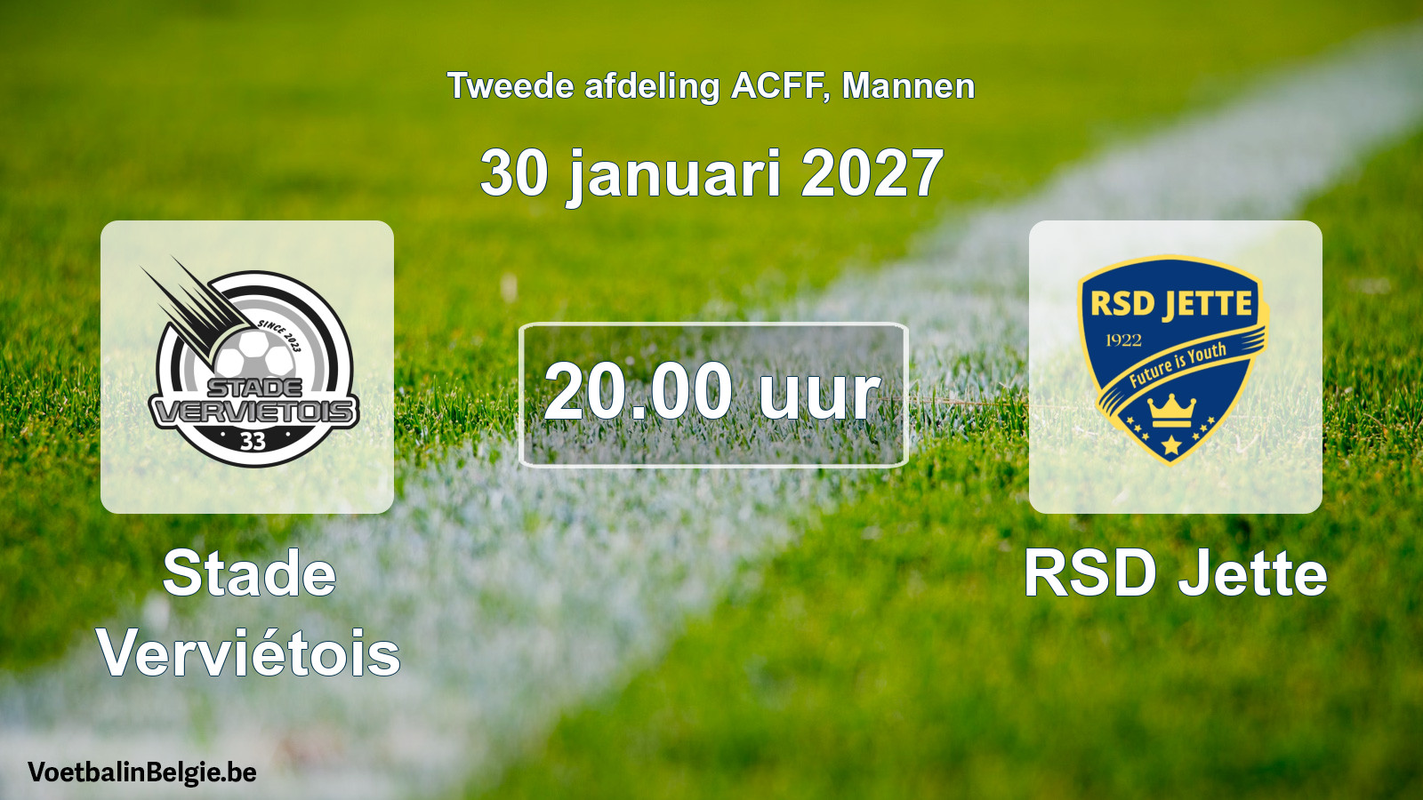 Geplande wedstrijd mannenvoetbal: Stade Verviétois - RSD Jette (30 januari 2027)