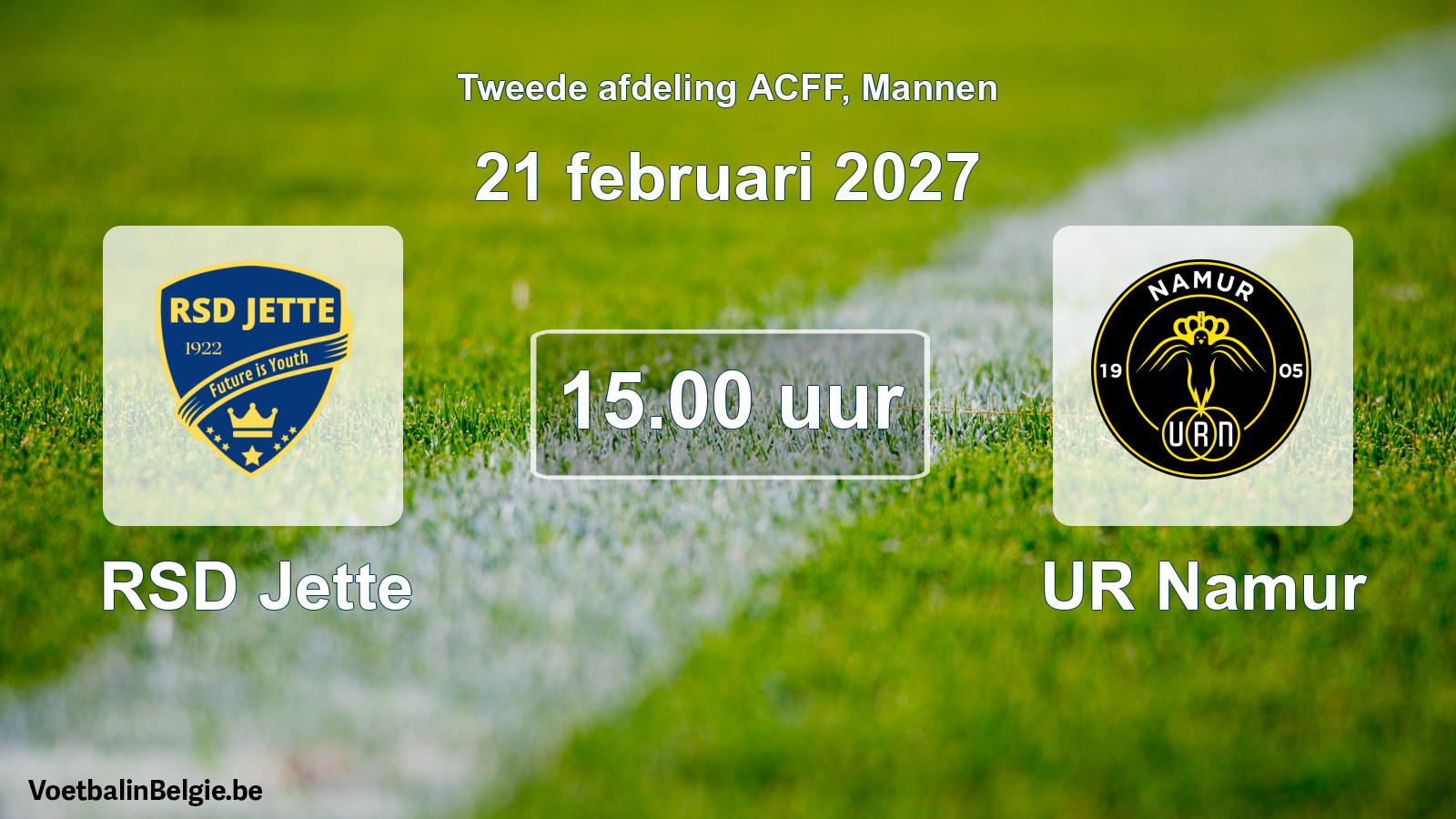Geplande wedstrijd mannenvoetbal: RSD Jette - UR Namur (21 februari 2027)
