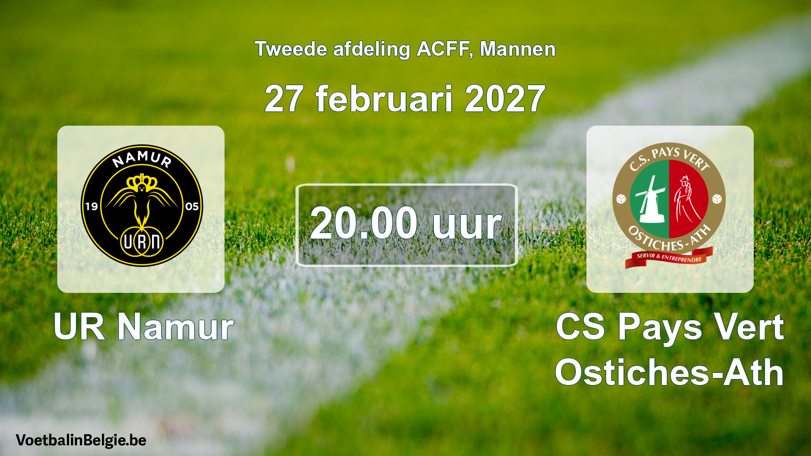 Geplande wedstrijd mannenvoetbal: UR Namur - CS Pays Vert Ostiches-Ath (27 februari 2027)